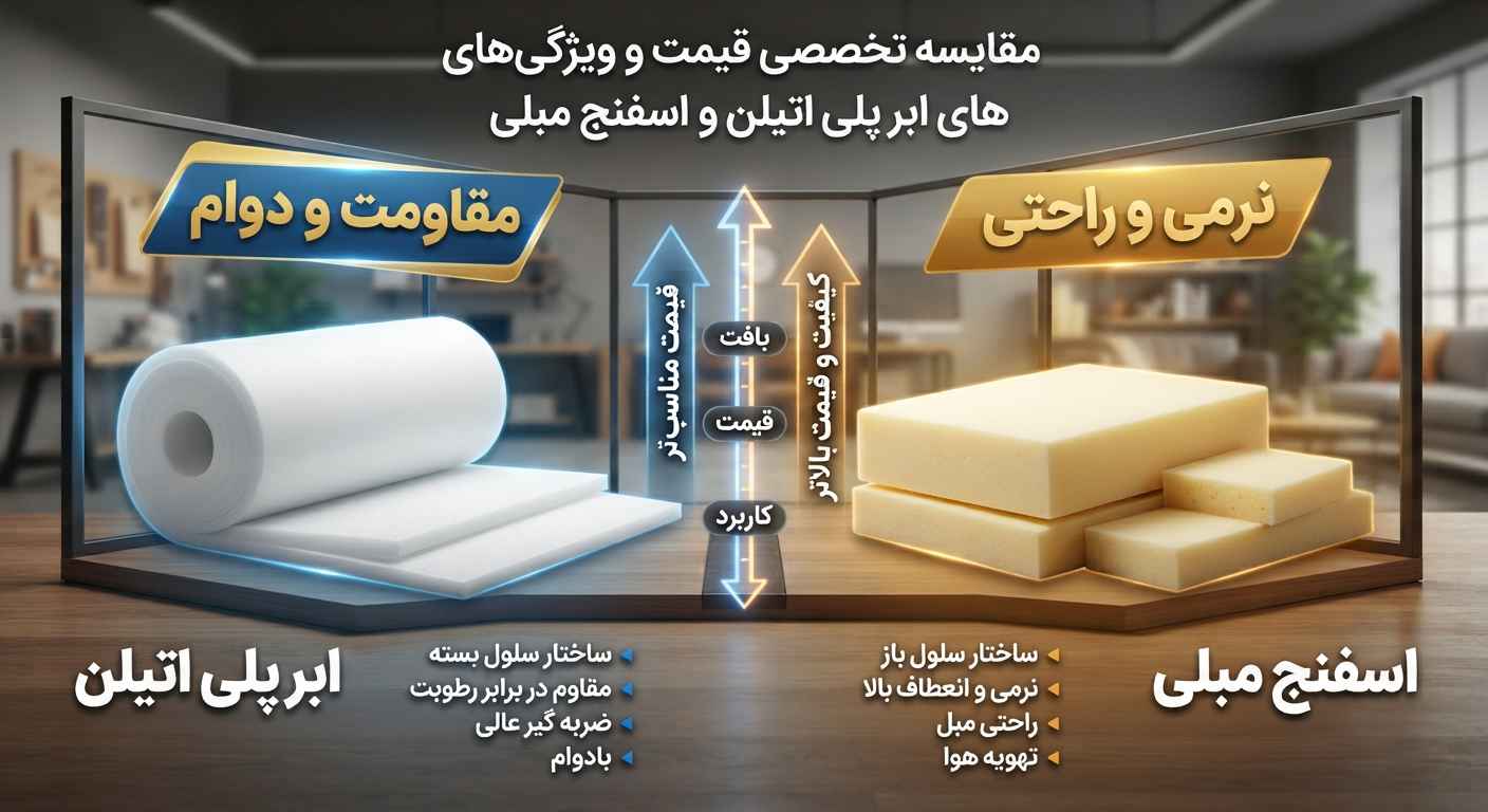 قیمت ابر پلی اتیلن و اسفنج مبلی را چطور مقایسه کنیم؟